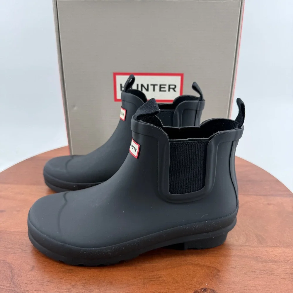 Hunter Big Kid Original Chelsea Black Waterproof Rubber Rain Boots HJS6000RMA 2M
